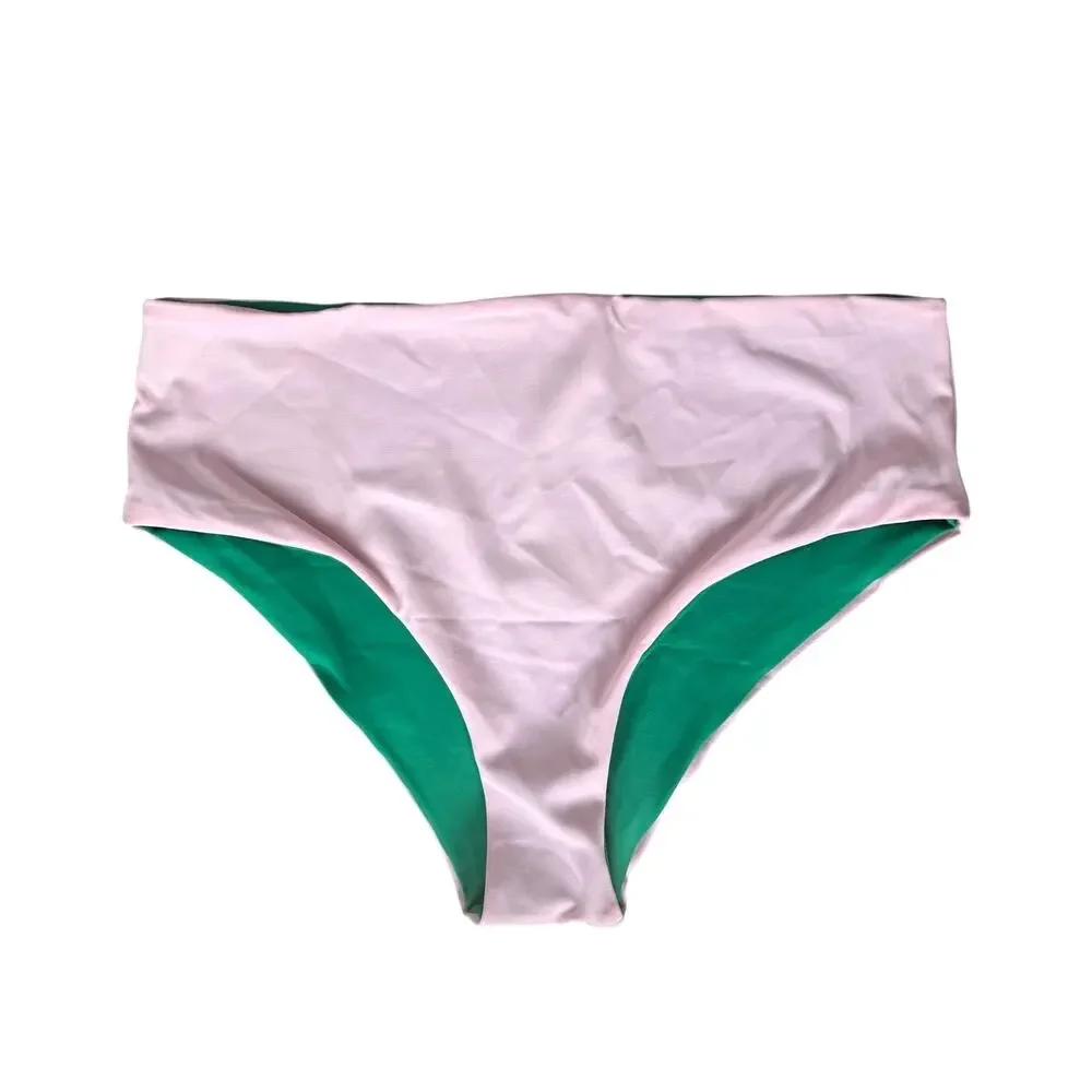 Agua Bendita Alicia Reversible Bikini Bottom Size 2XL Green Pink